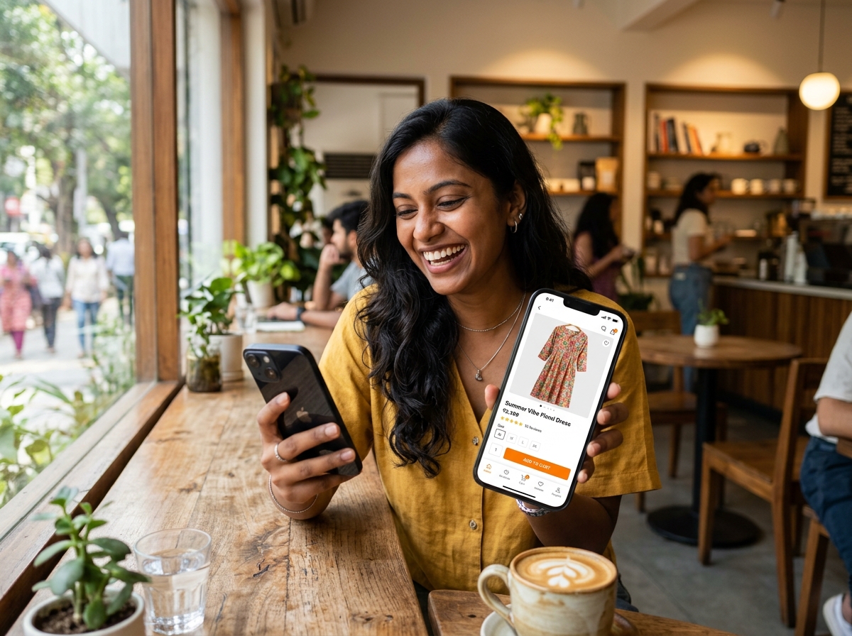 Customer shopping on smartphone
