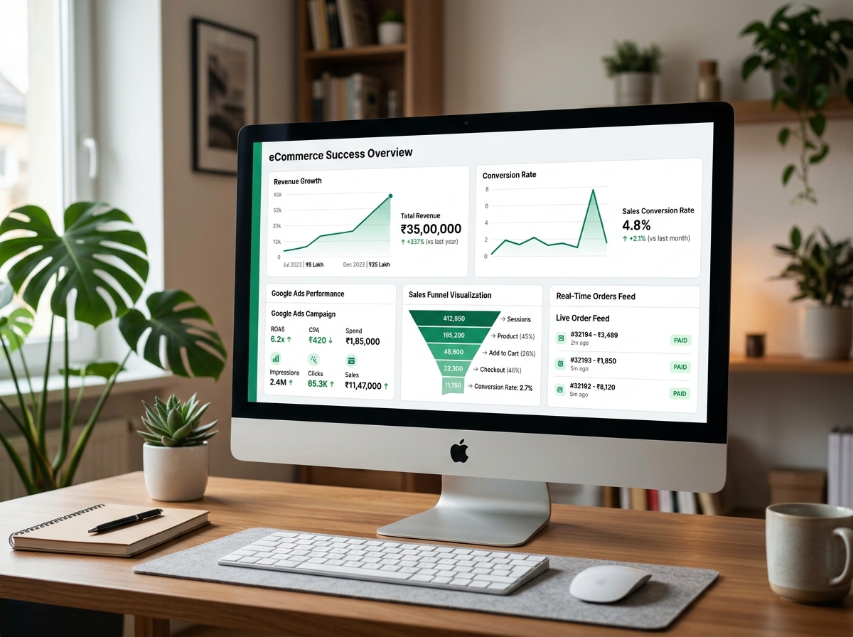 eCommerce analytics dashboard showing revenue metrics